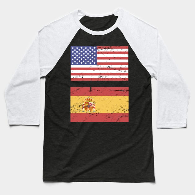 United States Flag & Spain Flag Baseball T-Shirt by MeatMan